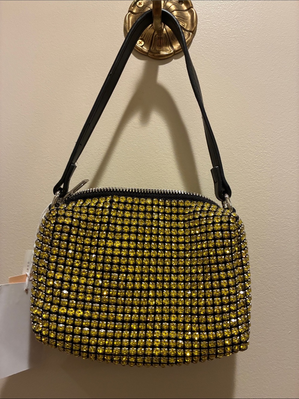 Billini Yellow Crystal Shoulder Bag with Black Strap